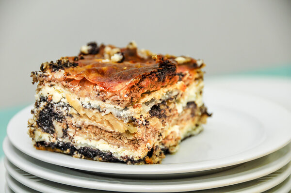 Prekmurska gibanica, traditional Slovenian dish