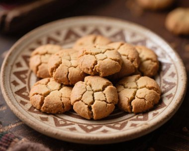 Ghriba Fas Kurabiyesi Geleneksel Çatırdayan Badem Bisküvisi Tatlı Tatlı Tatlı Tatlı Tatlı Yemek Fotoğrafı