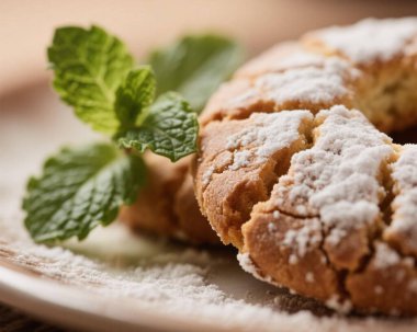 Ghriba Fas Kurabiyesi Geleneksel Çatırdayan Badem Bisküvisi Tatlı Tatlı Tatlı Tatlı Tatlı Yemek Fotoğrafı