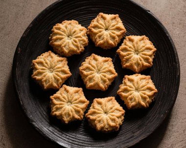 Ghriba Fas Kurabiyesi Geleneksel Çatırdayan Badem Bisküvisi Tatlı Tatlı Tatlı Tatlı Tatlı Yemek Fotoğrafı