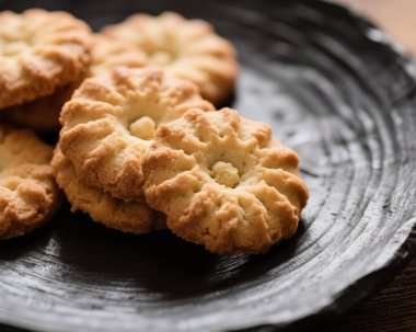 Ghriba Fas Kurabiyesi Geleneksel Çatırdayan Badem Bisküvisi Tatlı Tatlı Tatlı Tatlı Tatlı Yemek Fotoğrafı