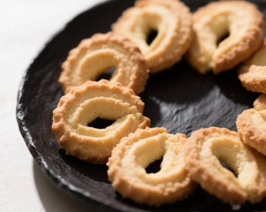 Ghriba Fas Kurabiyesi Geleneksel Çatırdayan Badem Bisküvisi Tatlı Tatlı Tatlı Tatlı Tatlı Yemek Fotoğrafı