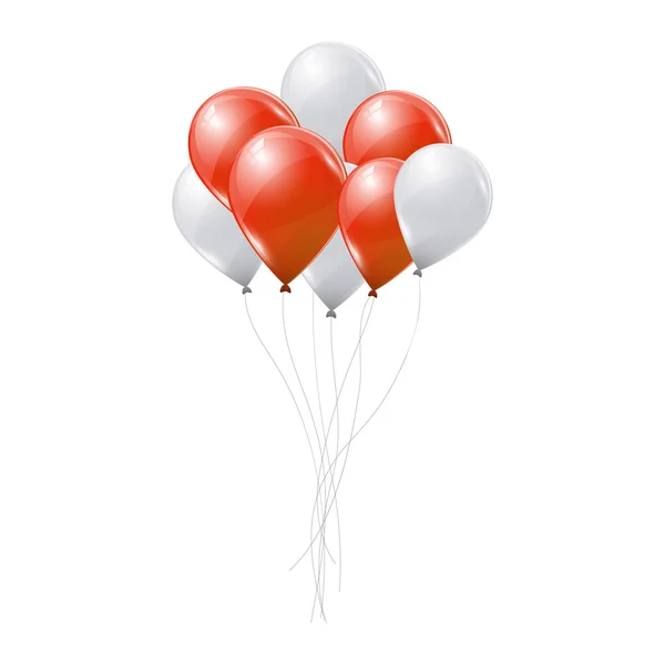 Globos rojos y blancos sobre fondo blanco — Vector de stock