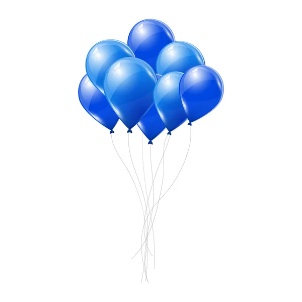 Blaue Luftballons auf weißem Hintergrund. — Stockvektor