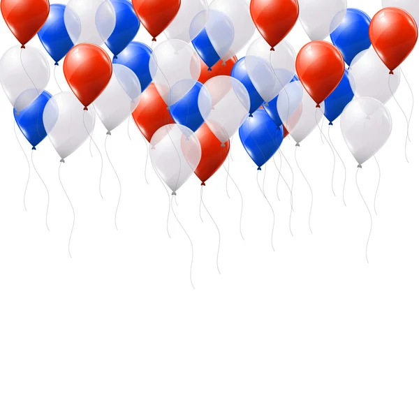 Ballons bleus, rouges et blancs sur fond blanc — Image vectorielle