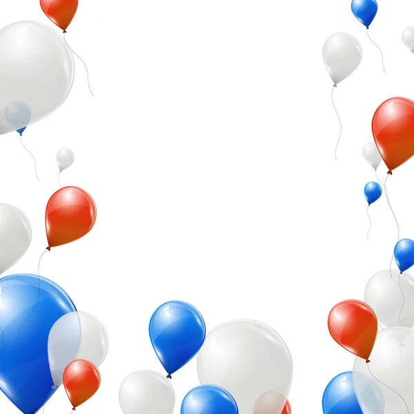 Ballons bleus, rouges et blancs sur fond blanc — Image vectorielle