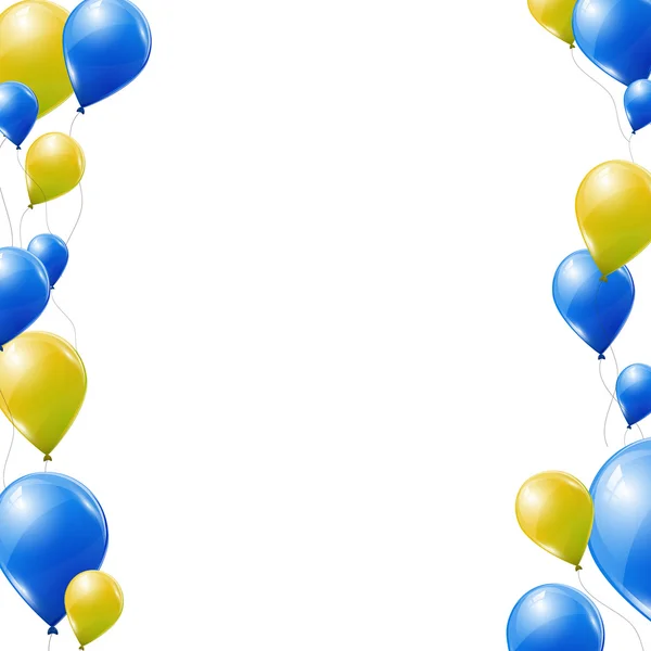 Κίτρινο και μπλε μπαλόνια σε άσπρο φόντο — Διανυσματικό Αρχείο