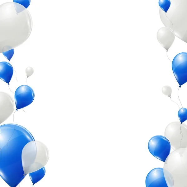 Ballons bleus et blancs sur fond blanc — Image vectorielle