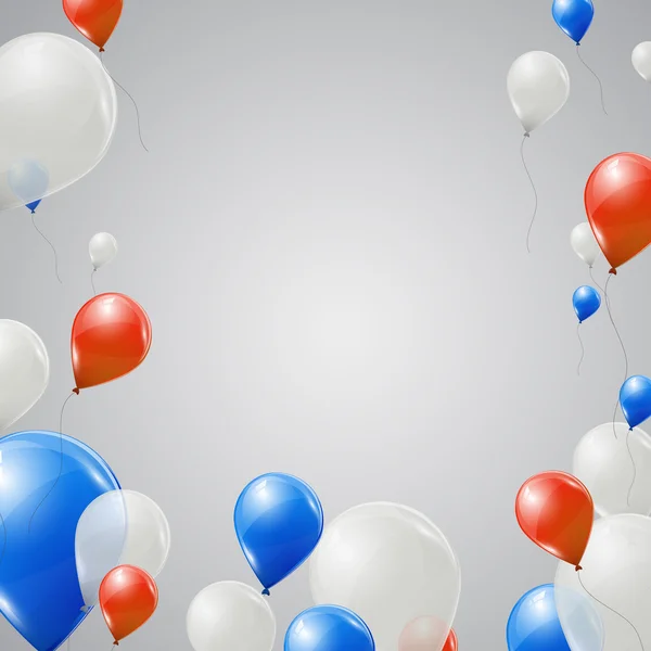 Ballons bleus, rouges et blancs sur fond gris — Image vectorielle