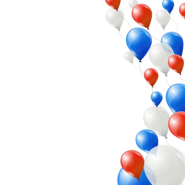 Beyaz zemin üzerinde mavi, kırmızı ve beyaz balonlar