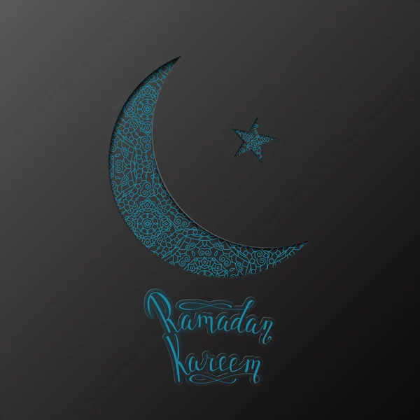 Ilustração do Ramadã Kareem. Lua e estrela feitas com ornamento abstrato . —  Vetores de Stock