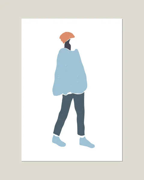 Vector Minimalistische Mode Vrouw Silhouet Portret Herfst Winter Lente Concept — Stockvector