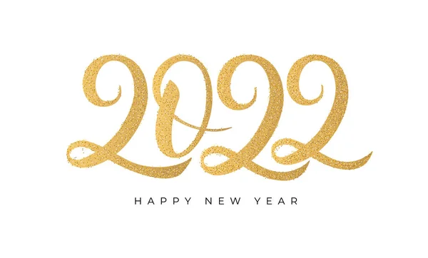 2022 Feliz Año Nuevo Texto Dorado Con Textura Brillo Dorado — Vector de stock