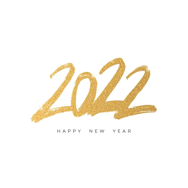 2022 Gelukkig Nieuwjaar Gouden Tekst Met Gouden Glitter Textuur Handgeschreven — Stockvector