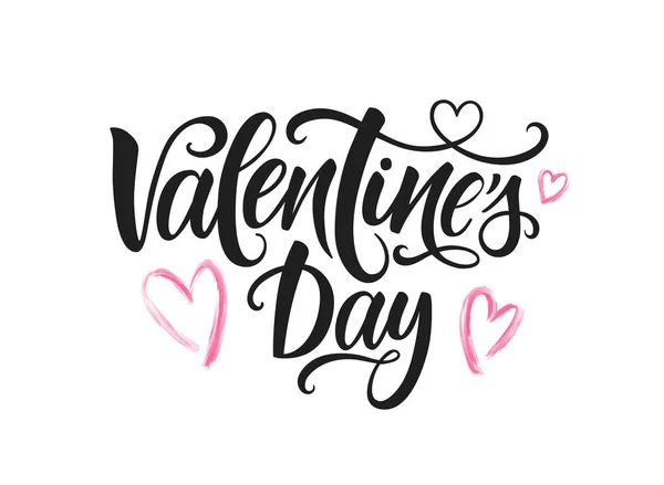 Boldog Valentin Napi Feliratot Kézzel Írt Üdvözlőkártya Sablon Valentin Napra — Stock Vector