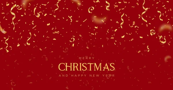 Mutlu Noeller ve altın konfetiyle mutlu yeni yıl afişleri. Vektör.