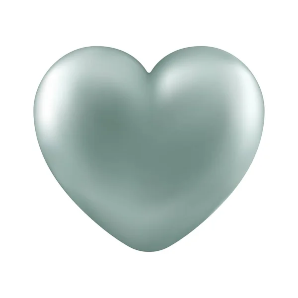 Ρεαλιστική Ασημένια Καρδιά Απομονωμένη Λευκό Φόντο Διακοσμητικό Στοιχείο Σχεδιασμού Για — Διανυσματικό Αρχείο