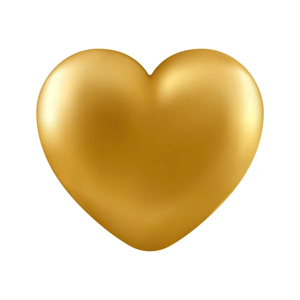 Coração Dourado Realista Isolado Fundo Transparente Elemento Design Decorativo Ouro — Vetor de Stock