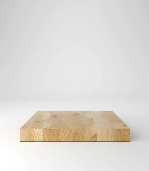 Wooden Pedestal Podium Square Shape Product Stand Rendering — Stock Photo, Image