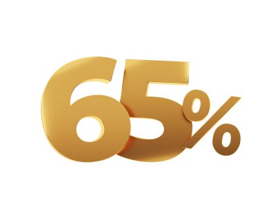 % 65 'i beyaz arka planda. 3d resimleme.