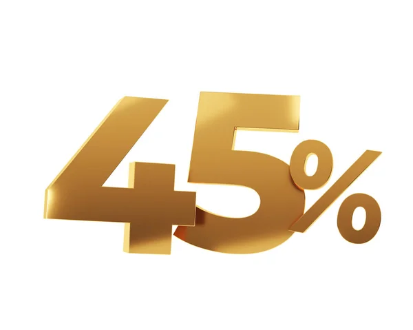 Golden Fourty Five Percent White Background Render Illustration — 图库照片