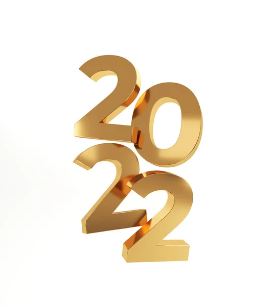 2022 Happy New Year Golden Numbers Rendering — Stock Photo, Image