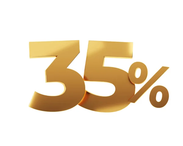 Golden Thirty Five Percent White Background Render Illustration — 图库照片