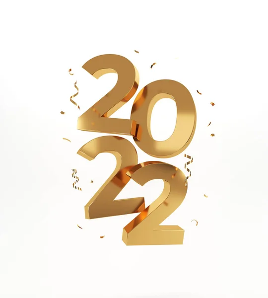2022 Feliz Año Nuevo Números Dorados Representación —  Fotos de Stock