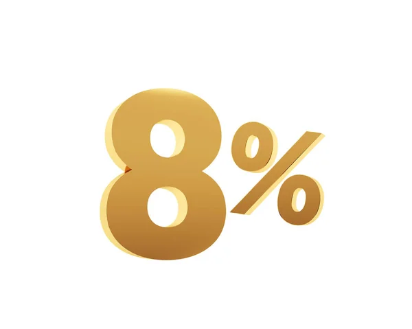 Golden Eight Percent White Background Render Illustration — Stock Photo, Image