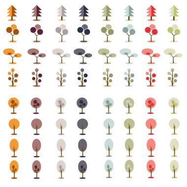 Basit ağaçlar set.