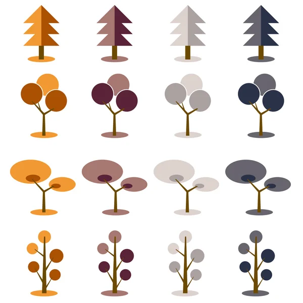 Vektor enkel jorden ton färg med samlingar träd. — Stock vektor