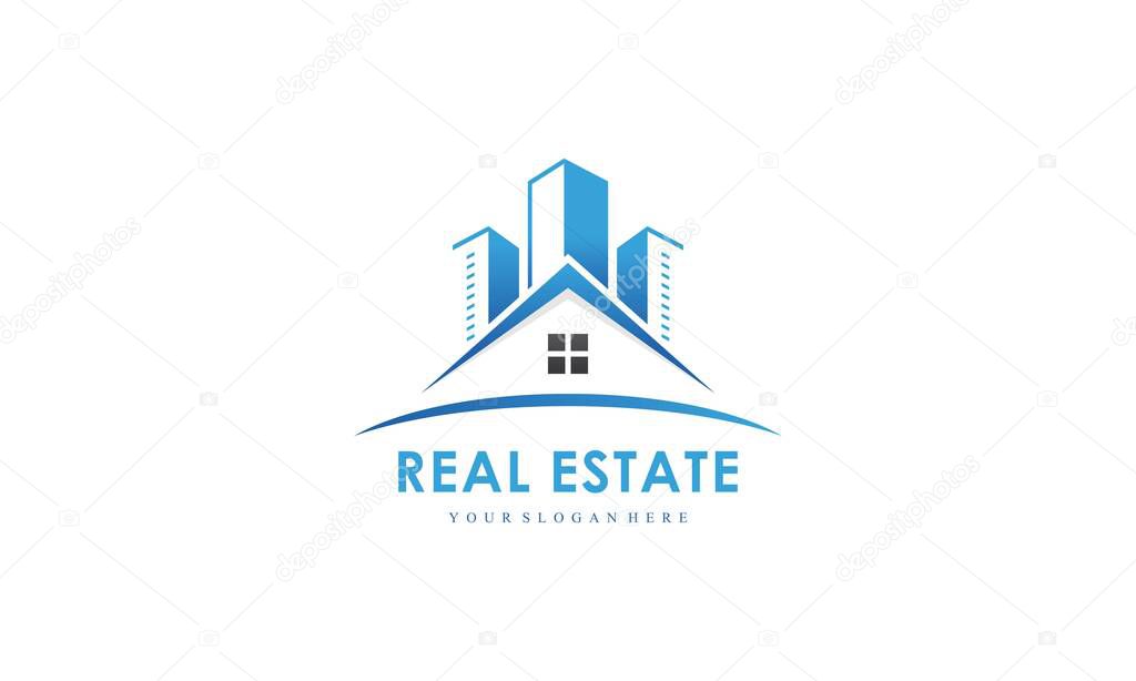 Modern Real Estate Logo Design with Building Silhouette