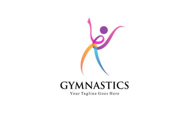 Soyut Fitness ve Jimnastik Logosu - Aerobik, Dans ve Spor Markası İçin Dinamik İnsan Figürü