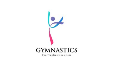 Soyut Fitness ve Jimnastik Logosu - Aerobik, Dans ve Spor Markası İçin Dinamik İnsan Figürü