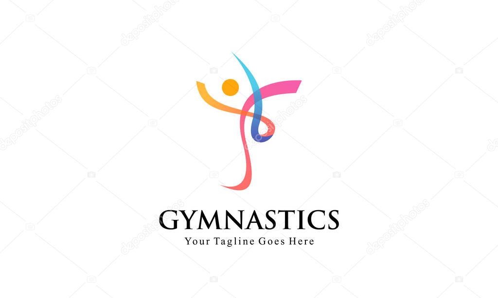 Abstract Fitness and Gymnastics Logo - Dynamic Human Figure for Aerobic, Dance, and Sports Brand