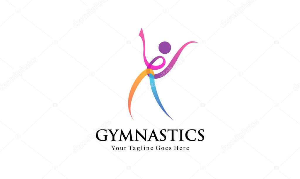 Abstract Fitness and Gymnastics Logo - Dynamic Human Figure for Aerobic, Dance, and Sports Brand