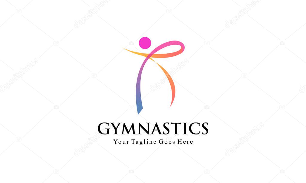 Abstract Fitness and Gymnastics Logo - Dynamic Human Figure for Aerobic, Dance, and Sports Brand