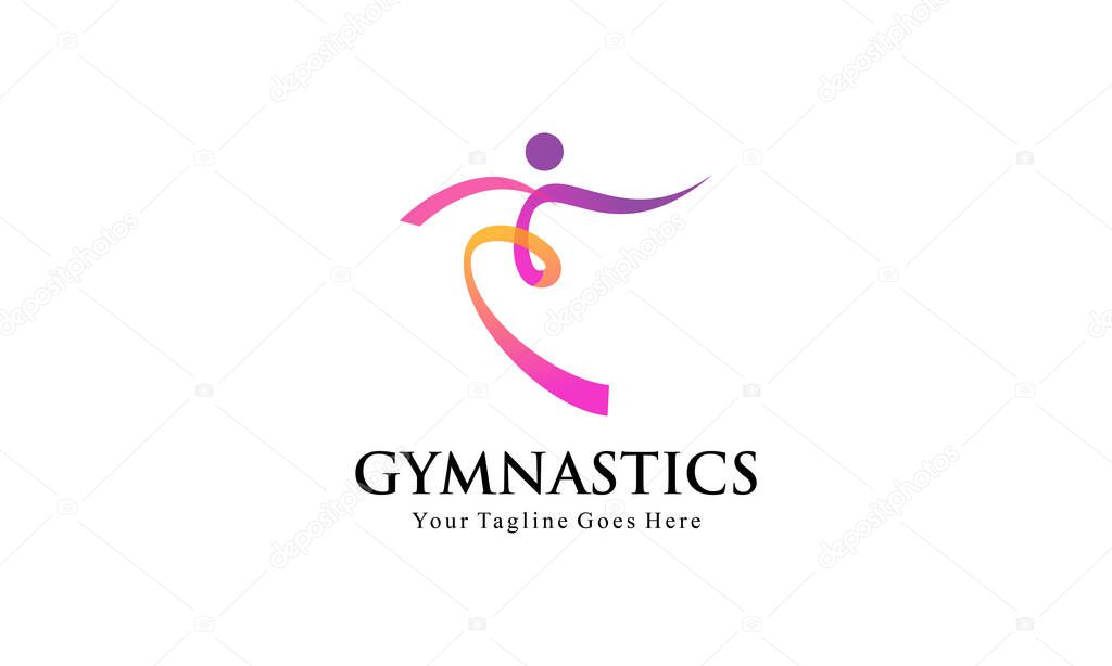 Abstract Fitness and Gymnastics Logo - Dynamic Human Figure for Aerobic, Dance, and Sports Brand