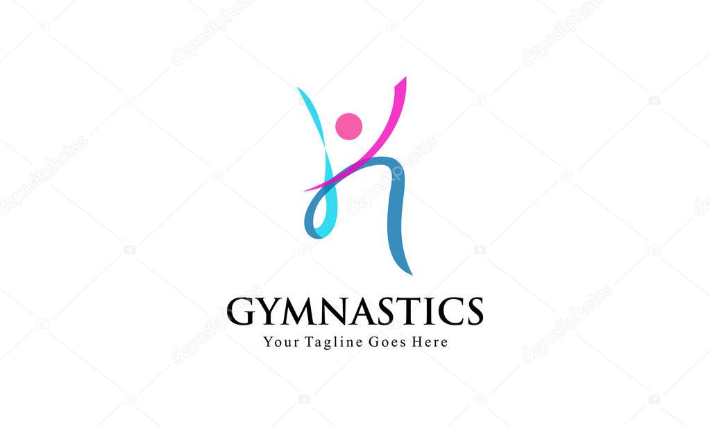 Abstract Fitness and Gymnastics Logo - Dynamic Human Figure for Aerobic, Dance, and Sports Brand
