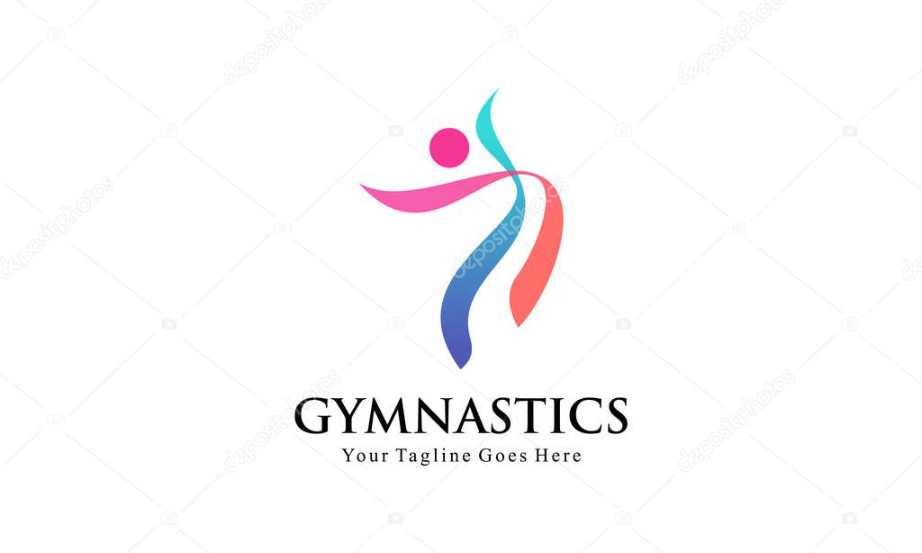 Abstract Fitness and Gymnastics Logo - Dynamic Human Figure for Aerobic, Dance, and Sports Brand