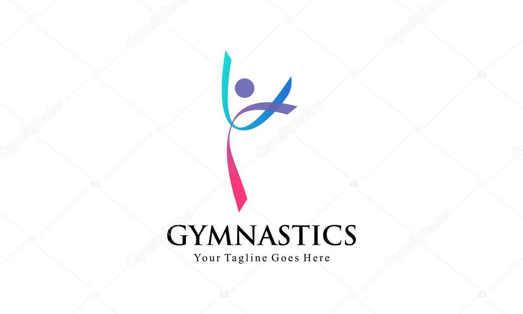 Abstract Fitness and Gymnastics Logo - Dynamic Human Figure for Aerobic, Dance, and Sports Brand