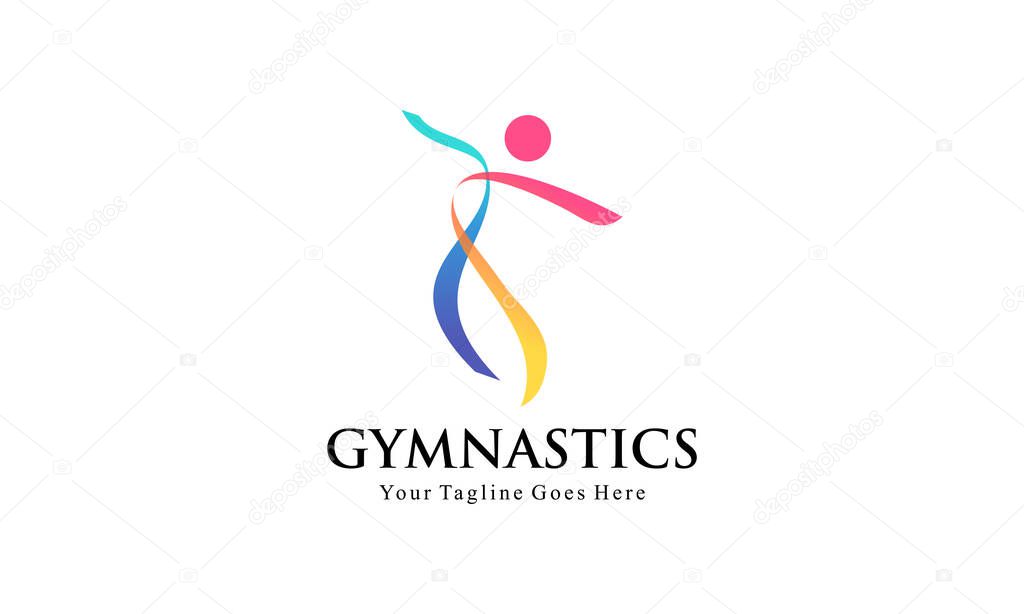 Abstract Fitness and Gymnastics Logo - Dynamic Human Figure for Aerobic, Dance, and Sports Brand