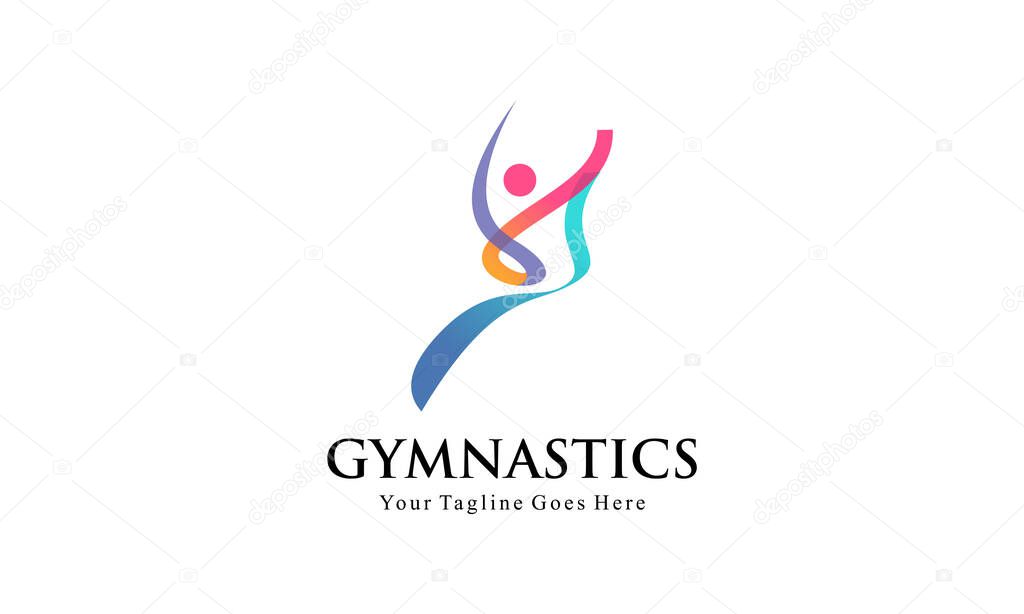 Abstract Fitness and Gymnastics Logo - Dynamic Human Figure for Aerobic, Dance, and Sports Brand
