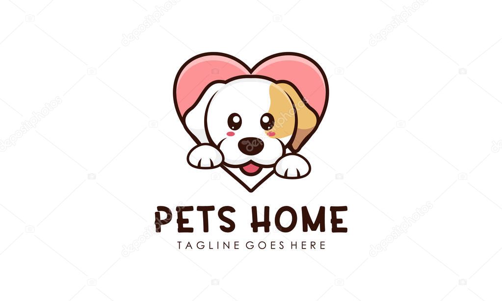 Cute Dog House Pet Logo - Friendly Animal Home Symbol for Pet Care, Shelter, and Veterinary Brand