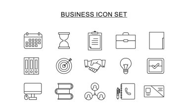 Asgari Satır Biçimi İş ve Ofis Simgeleri Koleksiyonu