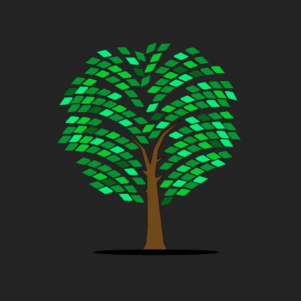 Árbol de hojas negro verde — Vector de stock