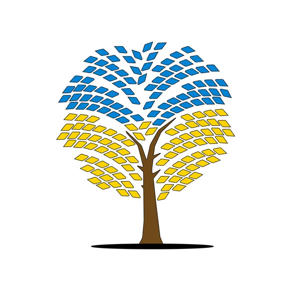 Levél fa sárga-kék — Stock Vector