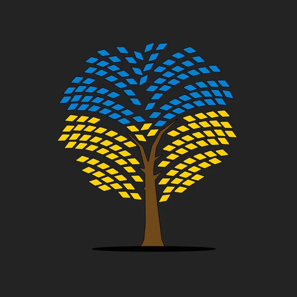 Levél fa sárga kék-fekete — Stock Vector