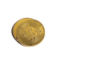 Bitcoin coin on white background. Concept of new virtual currencies.