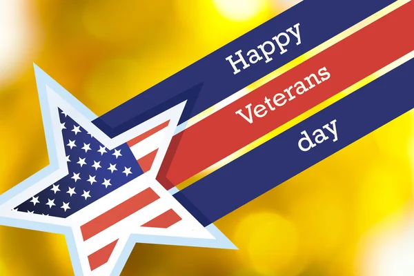 С Днем ветерана, флаг США в форме звезды на золотом фоне. 11 ноября в США отметили День ветеранов . — стоковое фото